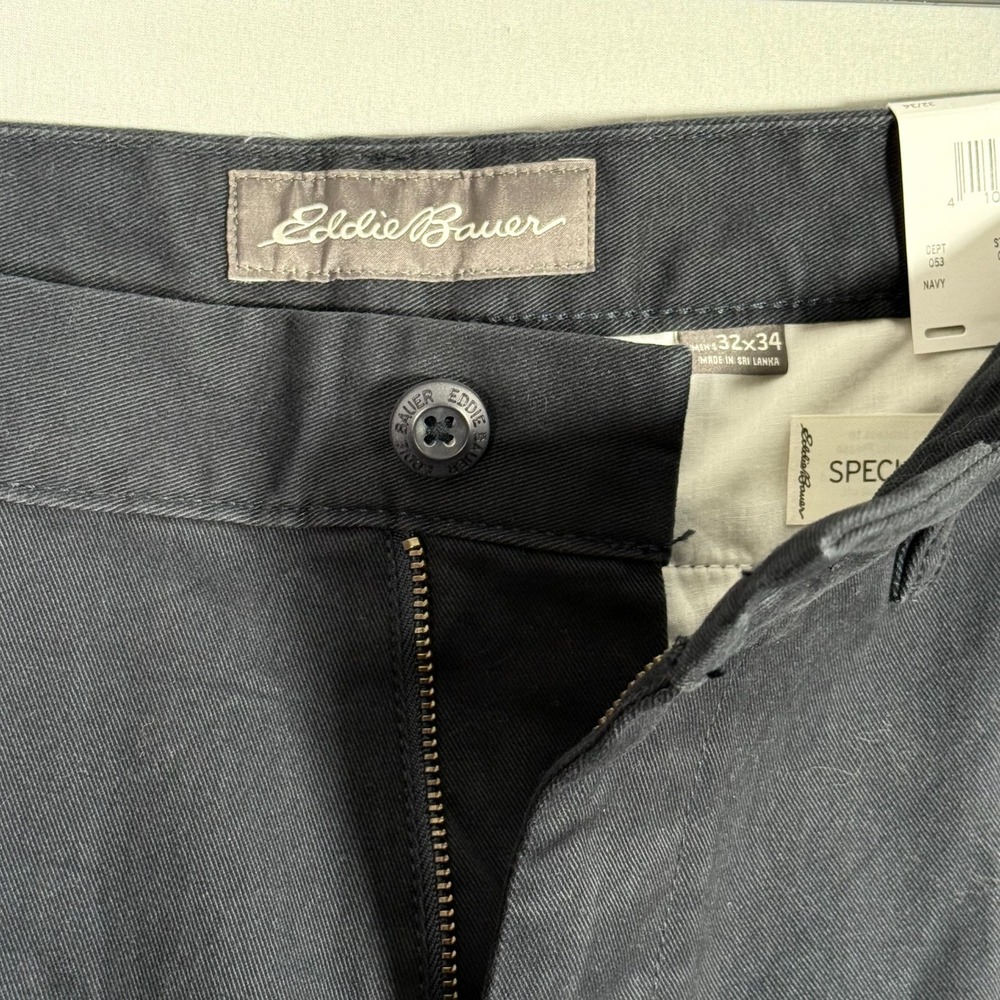 Eddie Bauer Classic Pants NWT Mens 32x34 Navy Blue Straight Leg Soft - Picture 3 of 10